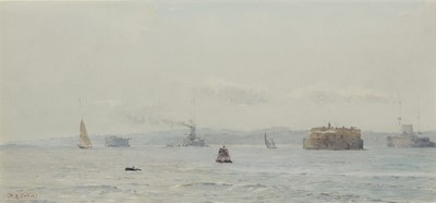 Lot 33 - ALMA CLAUDE BURLTON CULL (ENGLISH, 1880-1931) Solent Forts - the Guardians of Portsmouth