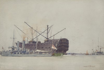 Lot 20 - δ NORMAN WILKINSON (BRITISH 1878-1971) The coal hulk - the 'Pitt', now broken up