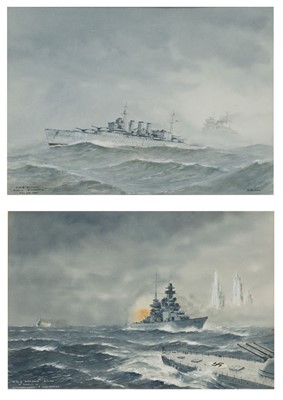 Lot 121 - δ ERIC ERSKINE CAMPBELL TUFNELL (BRITISH, 1888-1978) H.M.S. ‘Suffolk’ sights ‘Bismarck’, May 23rd 1941