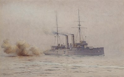 Lot 42 - ALMA CLAUDE BURLTON CULL (ENGLISH, 1880-1931) H.M. Protected Cruiser ‘Endymion’