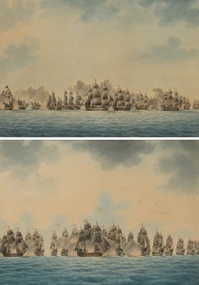 Lot 14 - CAPTAIN RALPH WILLETT MILLER (AMERICAN, 1762-1799) Battle off Cape St Vincent February 14th 1797: Two views of H.M.S. 'Captain' bearing broad pennant of Sir Horatio Nelson