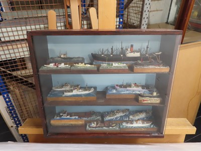 Lot 60 - 16 MINIATURE DIECAST WATERLINE MODELS FOR ASSORTED LINES AND SHIPS