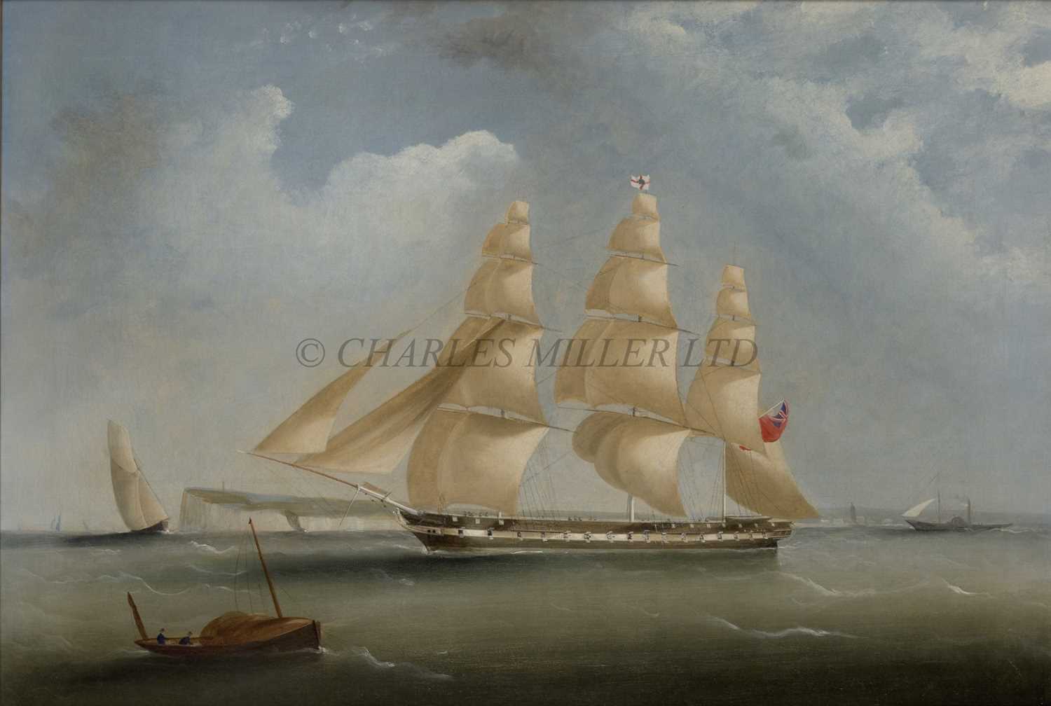 Lot 17 - CIRCLE OF WILLIAM JOHN HUGGINS (BRITISH, 1781-1845) The Money, Wigram & Son's Frigate 'Seringapatam' off the North Foreland, circa 1843