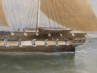 Lot 17 - CIRCLE OF WILLIAM JOHN HUGGINS (BRITISH, 1781-1845) The Money, Wigram & Son's Frigate 'Seringapatam' off the North Foreland, circa 1843
