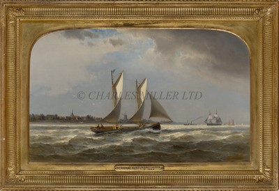 Lot 24 - FRANZ JOHANN WILHELM HÜNTEN (GERMAN, 1822-1887) The yacht 'Merrimac' R.L.Y.C. off Cuxhaven, 1864