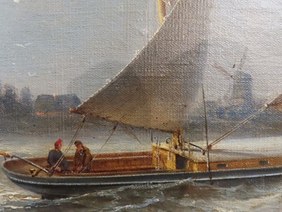 Lot 24 - FRANZ JOHANN WILHELM HÜNTEN (GERMAN, 1822-1887) The yacht 'Merrimac' R.L.Y.C. off Cuxhaven, 1864