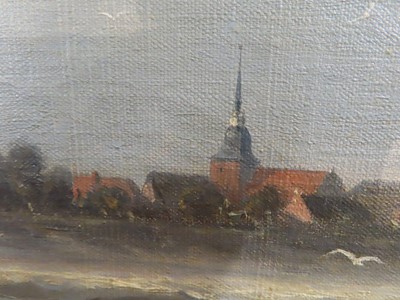 Lot 24 - FRANZ JOHANN WILHELM HÜNTEN (GERMAN, 1822-1887) The yacht 'Merrimac' R.L.Y.C. off Cuxhaven, 1864