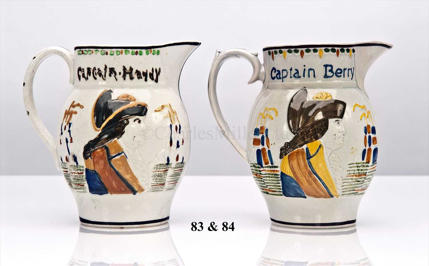 Lot 45 - AN EARLY 19TH-CENTURY PRATTWARE JUG...