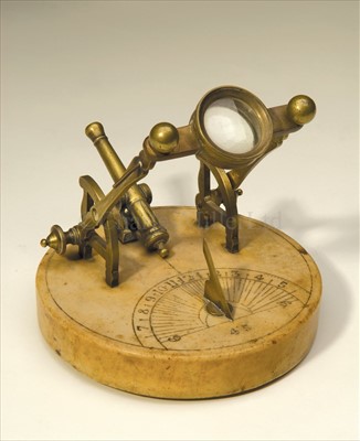 Lot 122 - A 19TH-CENTURY BRASS AND MARBLE NOON DAY...
