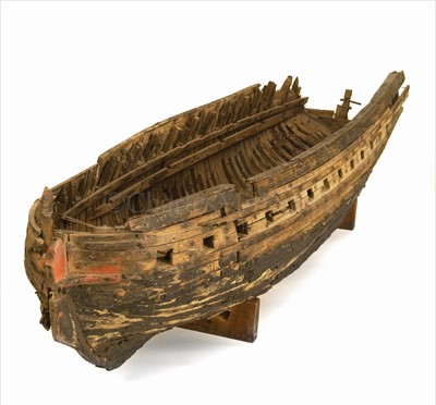 Lot 144 - AN 18TH-CENTURY PLANK-ON-FRAME MODEL OF A...